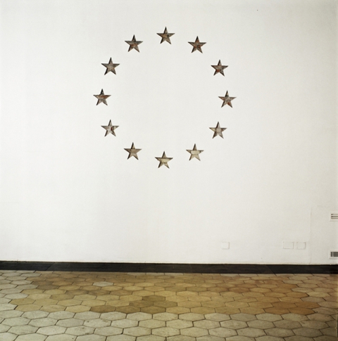 Exchange, installation view, direct intervention on the wall, American Academy, 2008